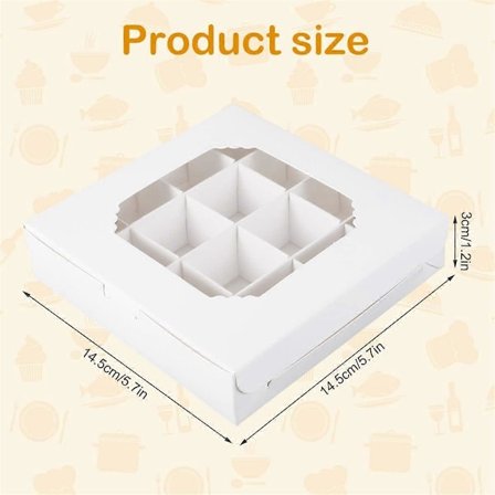 16 Rums Dessertæske med Vindue, Vestlig Kageæske, Gitterbageæske til Chokolade Dessertfad 20 stk