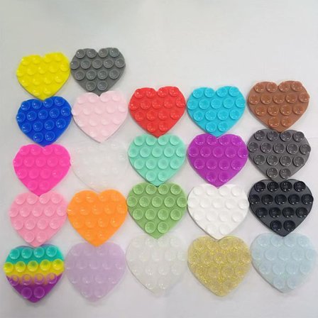 Dobbeltsidig telefon tilbehør grep holder for selfies hjerteformet dobbeltsidig silikon sugekopp telefondeksel feste[COPL]