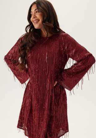 YAS-Yaslantra Ls Sequin Fringe Dress-M