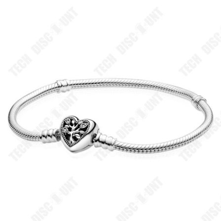 Armbånd - TD - Hjerte - Messing belagt med sølv - 19 cm - Unisex voksen