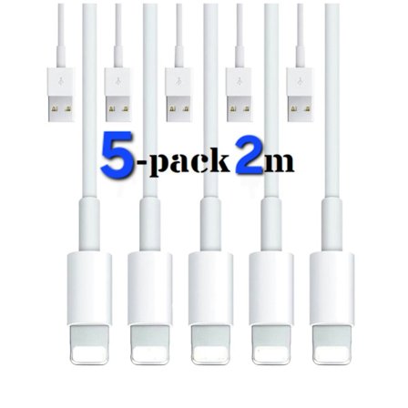 5-pack / 2 m merr- Laddningskabel Lightning Kompatibel med iPhone