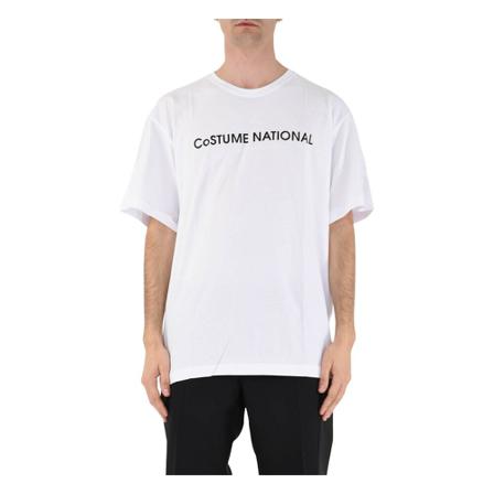 Costume National, T-shirt with cotton logo Wit, Heren, Maat:L