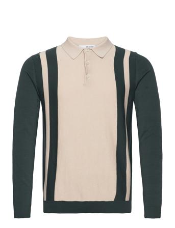 Slhmattis Ls Knit Polo B Knitwear Long Sleeve Knitted Polos Kakigrønn Selected Homme*Betinget Tilbud