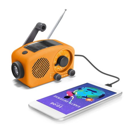 Bärbar Bluetooth-högtalare Retro Vind upp Radio, Handvev Nöd Solradio AM/FM LED Ficklampa Radio med Uppladdningsbar 2000mah