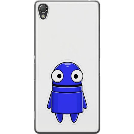 Yhteensopiva Puhelinkuori Sony Sony Xperia Z3 Sininen piirretty hahmo, jossa on suuret silmät ja ystävällinen ilme minimalistisessa muotoilussa
