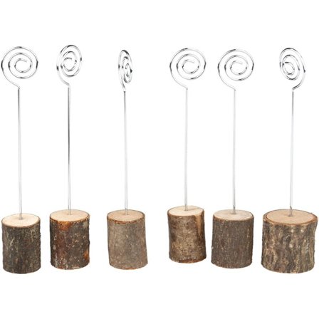 Træ Memo Fotoholder Kort Papir Note Klip Bryllup Navnekort Holdere 6stk