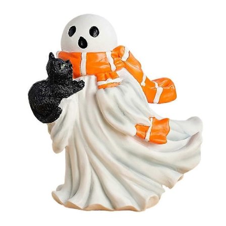 Søt spøkelse som holder en kattunge Halloween-dekorasjoner