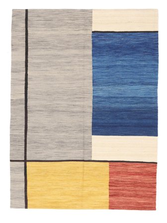 Kelim Modern Teppich Handgewebt 174X236 Orange/Dunkelblau Afghanistan