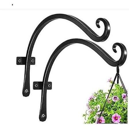 Dekorativ Veggkrok for Hengende Planter, Buet Plantehenger Innendørs Utendørs for Blomsterkurv Plantekasser Lykter Vindklokker 30 cm, 2 stk