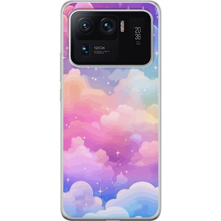 Kompatibelt Mobildeksel til Xiaomi Mi 11 Ultra Søt enhjørning med regnbuefarget hår mot en stjernebelagt pastellbakgrunn i kawaii-stil