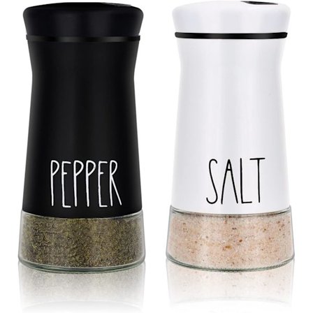 Salt- og pepperbøsser i landlig stil med justerbare hellhull, påfyllbar saltbøsse av , perfekt for svart pepper, kosher og havsalt