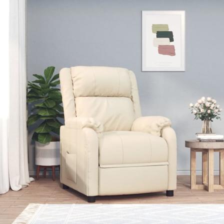 Vidaxl Reclinerfåtölj Gräddvit Konstläder Kräm