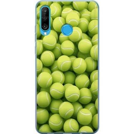 Kompatibelt Mobildeksel til Huawei Huawei P30 lite Mønster av grønne tennisballer i høy detalj, sporty motiv med repetisjonstekstur og sterke farge