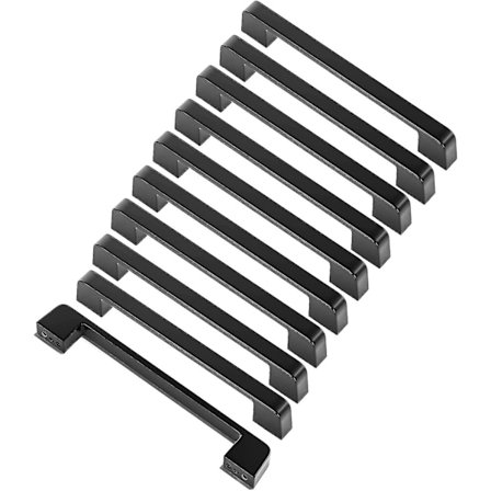 10 st svarta dörrhandtag i zinklegering T-handtag pinne köksskåp hålcentravstånd 128 mm