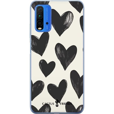 Kompatibelt Mobildeksel til Xiaomi Xiaomi Redmi 9T Cactus and Friends - Bold Black Love Pattern