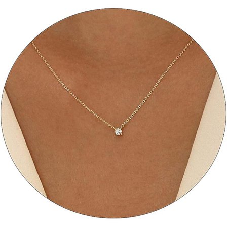 Cz Diamant Halsband för Kvinnor Delikat Skiktat Kubisk Zirkonia Solitaire Hänge Halsband Guldpläterat Vattendroppe Form Fyrkantig Smaragdgrön Cz 