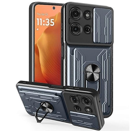 Kompatibel med Motorola Moto G75 5G Case PC + TPU Støtteben Telefon Bagcover med Kamera Slider --lingling}
