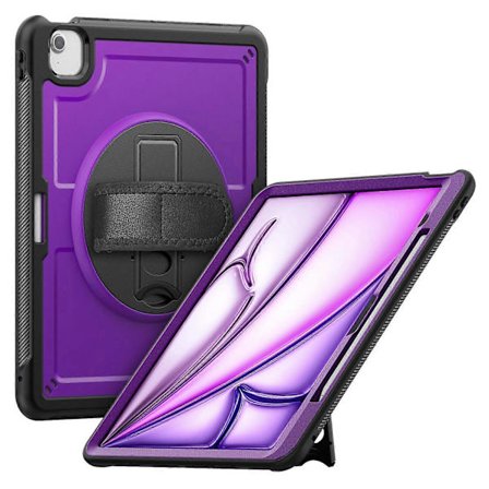 Cover med støttefod til iPad Air 13 (2025) M3 A3268/(2024) M2, PC TPE tabletcover med håndrem