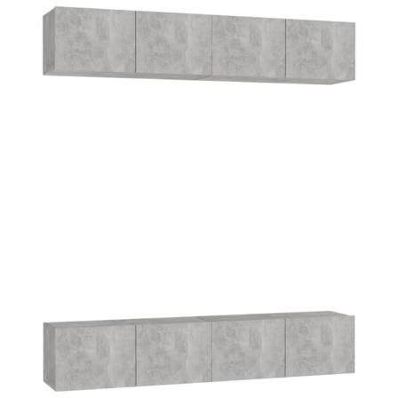 Vidaxl Tv-skåp 4 St Betonggrå 80x30x30 Cm Konstruerat Trä Grå