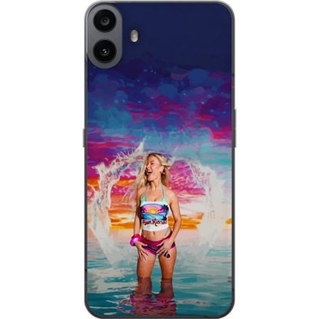 Kompatibel Mobilcover til Nothing CMF Phone 1 Blond kvinde i farverigt strandtøj, der leger i havet ved solnedgang