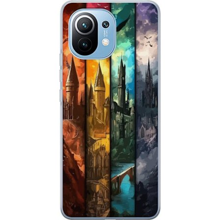 Kompatibel Mobilcover til Xiaomi Xiaomi Mi 11 Fire magiske slotte i forskellige elementfarver, episk fantasykunst med ild vand luft og mørke i detalj