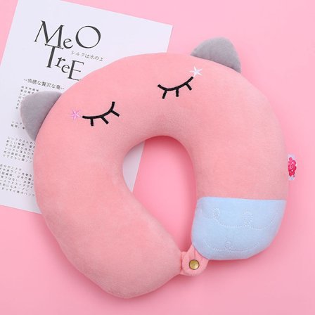 Rejsepude - Blød Memory Foam Nakkepude til Voksne, Børn, Børn, Praktisk og Bærbar U-formet Nakkepude (Pink)