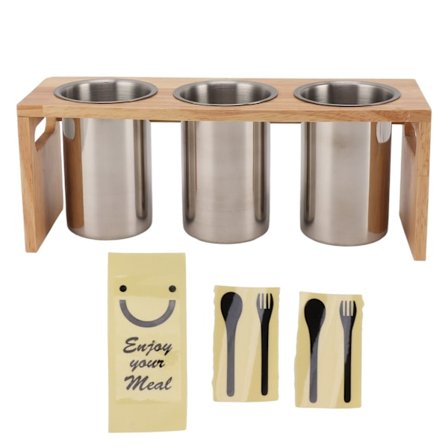 Keittiövälineiden säilytysteline ruostumattomasta teräksestä, lokeroilla, vakaa puurunko, tyhjennysreiät, aterinteline kodin työtasolle