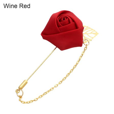 Rose Flower Broche Groom Boutonniere WINE RED
