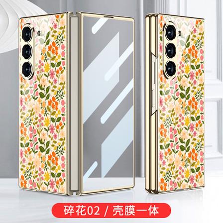 Etui for Samsung zfold6 mobiltelefon, sammenleggbar skjerm, glassdeksel, galvanisert linse, fullskall, skallfilm integrert 2