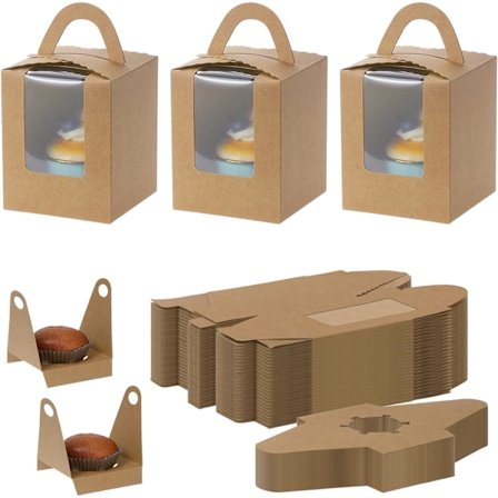 30st individuella muffinskartonger med handtag för fester