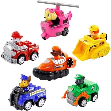 Paw Patrol-figurer med sett, 6 deler Paw Patrol bilsett leker for barn Chase politibil julebursdagsgaver til barn