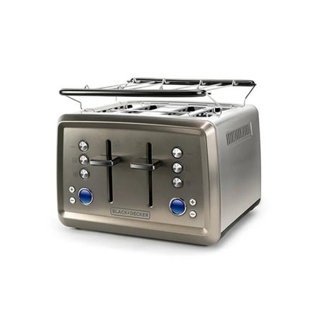 Black+Decker Brödrost för 4 Skivor 1960W - Borstad Stål