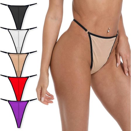 Joustava sekoitus Micro T Back matala vyötäröinen Cheeky Exotic stringit, näkymättömiä kuvioita, naisten alusvaatteet, normaalit ja plus-koot, 5 kpl 
