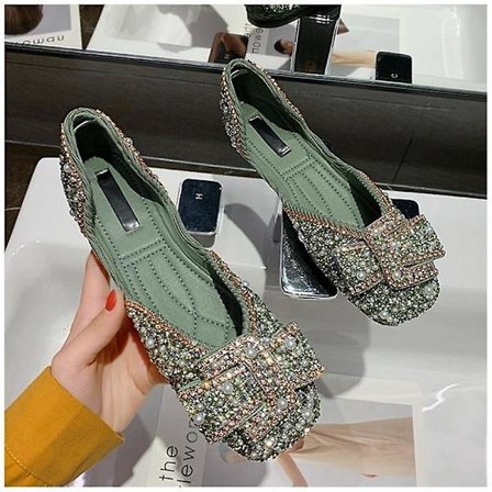 Fashionabla Bling Strass Rosett Slip On Vardagliga Ballerinaskor