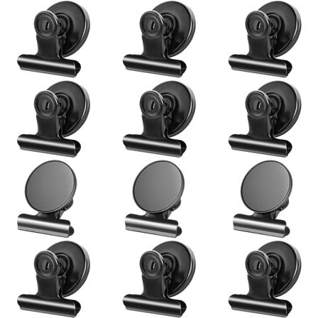 12-pakkaus jääkaappimagneetteja Jääkaappimagneetteja Magneettipidikkeet (Musta