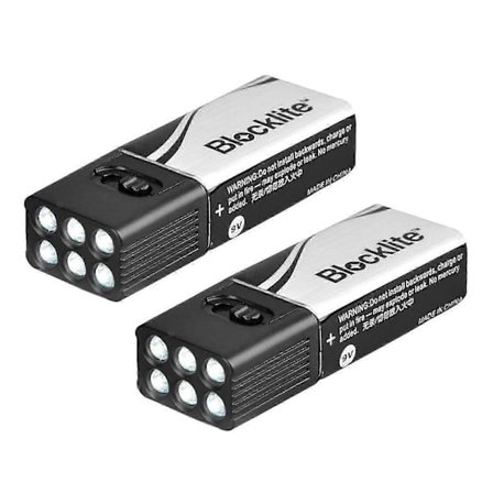 2 stk 9V LED Lommelykt Fakkel Campinglykt Kompakt Størrelse Ultra Lys