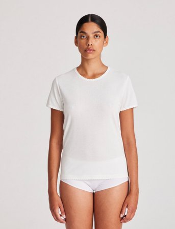 Gai+Lisva Chrisstine Short Sleeve Cotton Top - White - XS