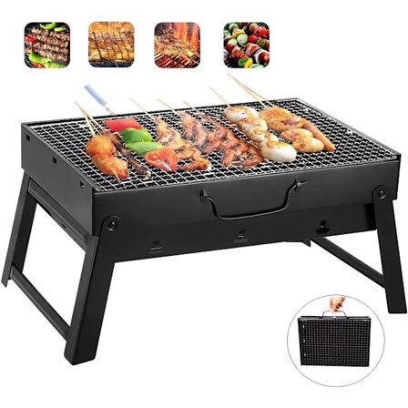 Högkvalitativ bärbar grillgrill med stativ, bärbar grillare Utomhuscamping Desktop BBQ Griller med stativ Liten BBQ Barbecue Grill Vikbar