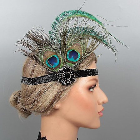 Elegant Vintage Stil Kvinders Påfugl Fjeder Pandebånd Diamant Hårbånd Hår Ring Fest