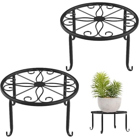 Metal blomsterpottestativ 2 stk. antik europæisk stil smedejern havebord