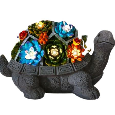 LED Solcelled Skilpadde Harpiks Håndverk Hagedekorasjon Sukkulenter Utendørs Ornament Lampe (en sukkulent skilpadde)
