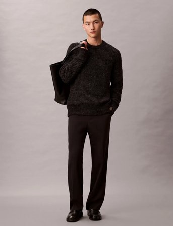 Calvin Klein Jeans Ls Novelty Yarn Raglan Crewnk Sw - Black - XS