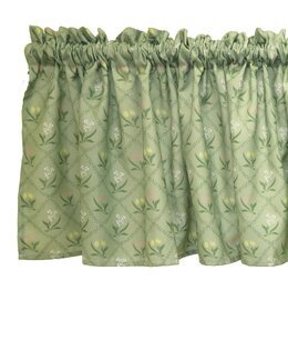 Gardinkappe Petra med blomster Grøn
