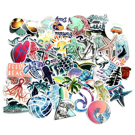 Stickers 50 stk. Vinyl Strand Ferie Bærbar Bil Dekaler Vandtæt
