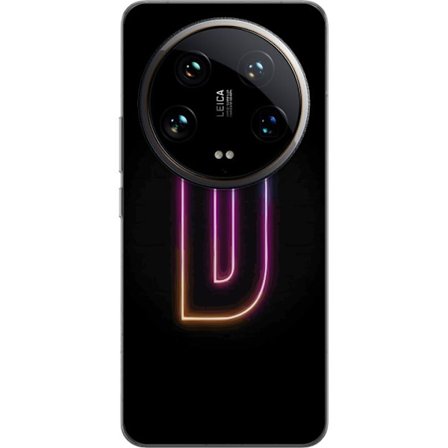 Kompatibel Mobilcover til Xiaomi Xiaomi 14 Ultra Minimalistisk neonbogstav D i farveskiftende lys mod sort baggrund i moderne digital design