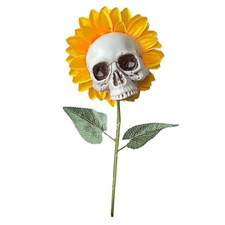 Halloween Solros Skull Artificiell Blomma Prop Gul 1 Styck
