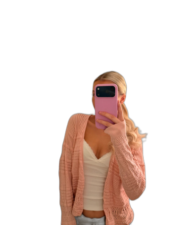 Ljusrosa stickad kofta