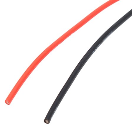 16AWG 2m Fleksibel Silikone Kabel Fortinnet Kobber Strandet Ledning (1 Meter Rød 1 Meter Sort)