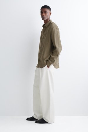 COS Men's Relaxed Linen Shirt in Green
