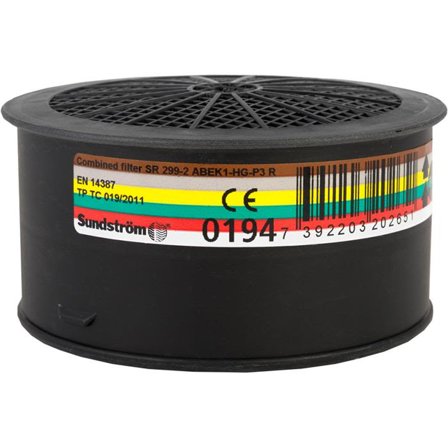 Sundström SR 299-2 Kombinasjonsfilter ABEK1-HG-P3 R, Ånderettsvern
